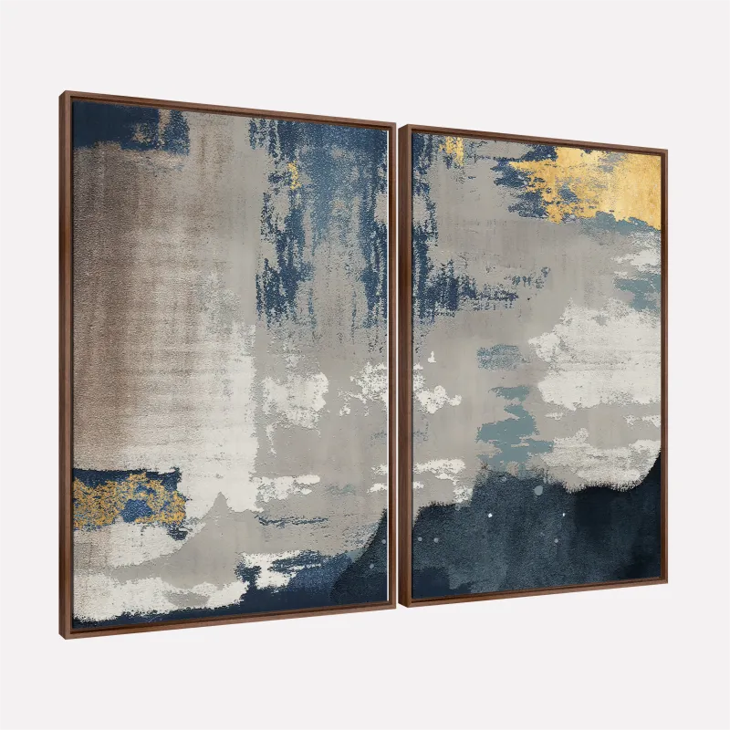Quadro Duo Abstrato Toque Dourado