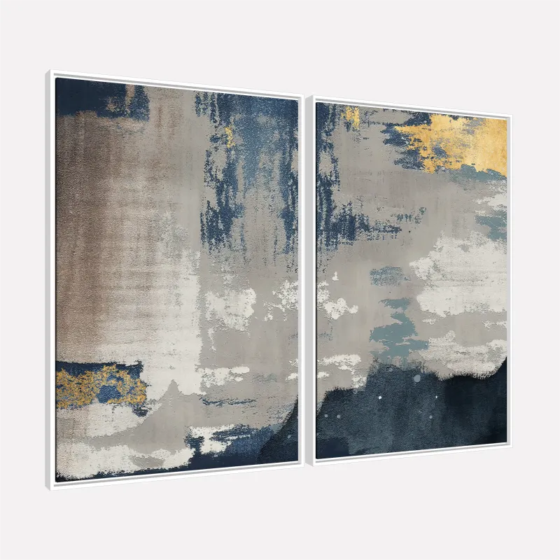 Quadro Duo Abstrato Toque Dourado