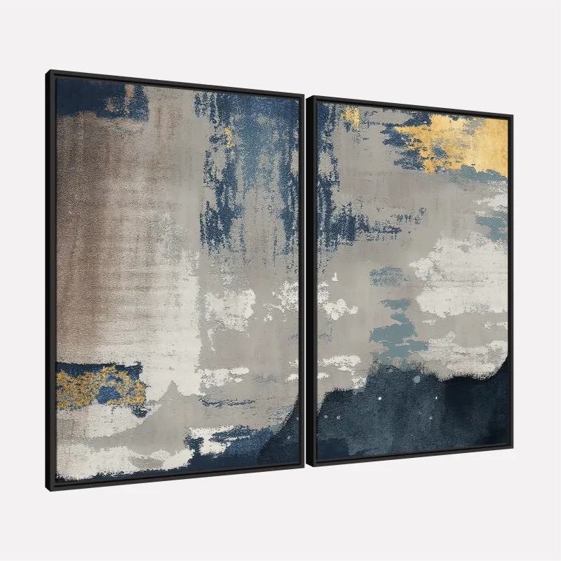 Quadro Duo Abstrato Toque Dourado