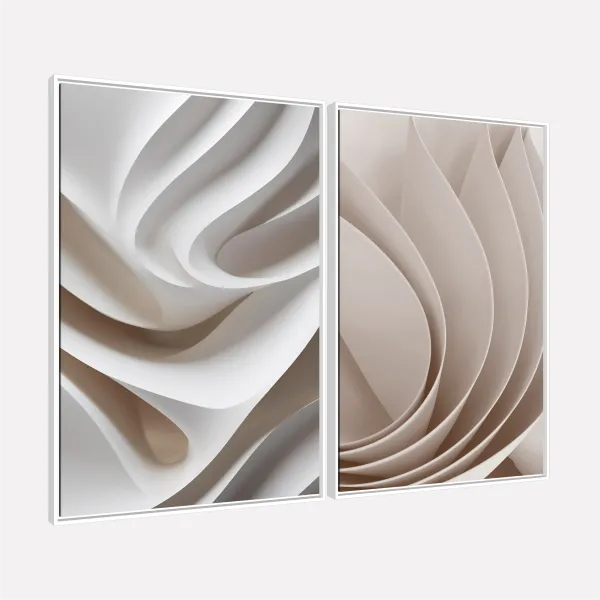 Quadro Abstrato Composição Contemporânea Atemporal em Off-White