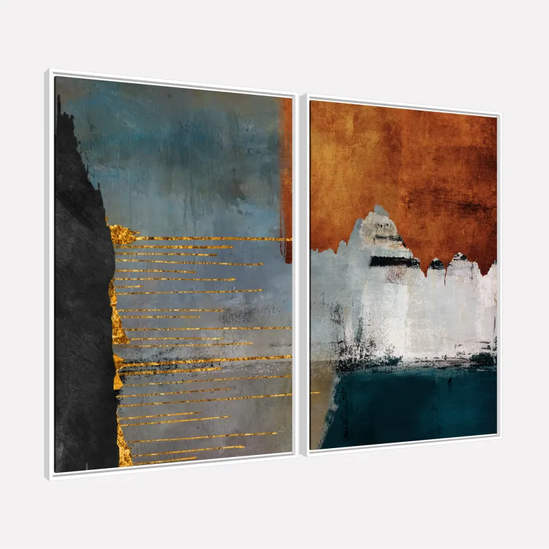 Quadro Abstrato Bronze e Azul