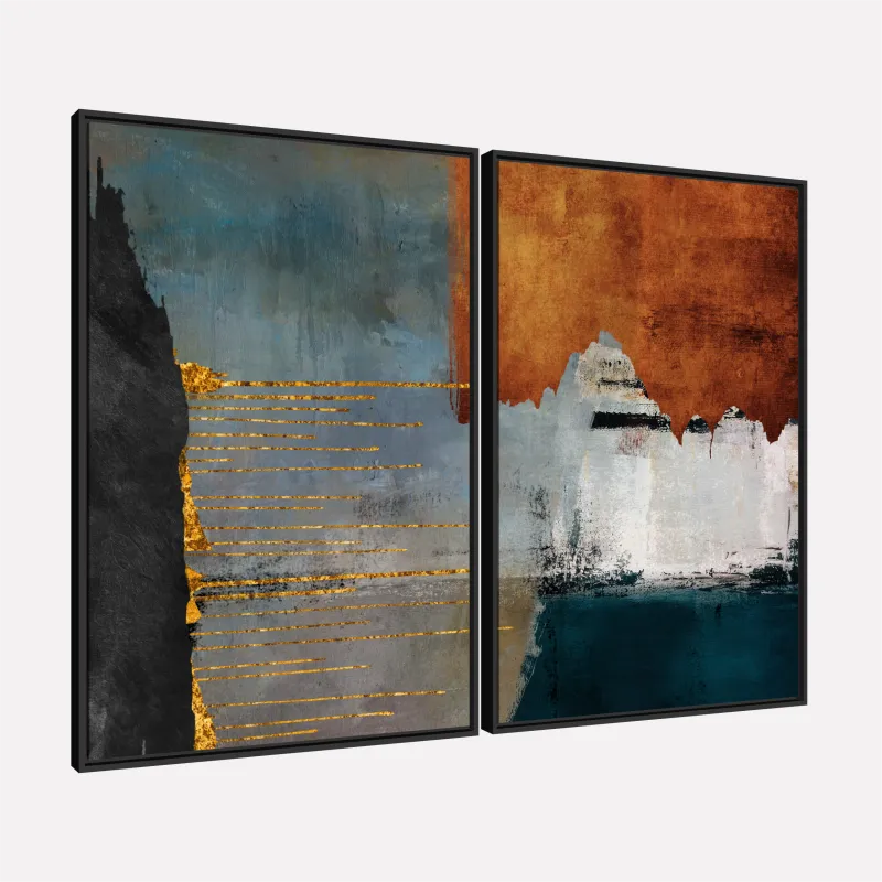Quadro Abstrato Bronze e Azul