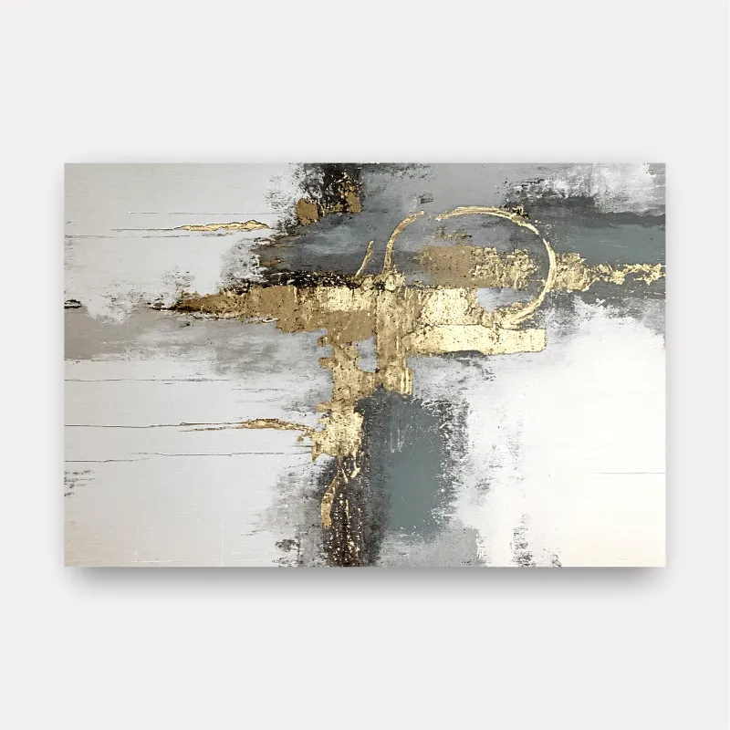 Quadro Abstrato Neutro Brilho Metálico