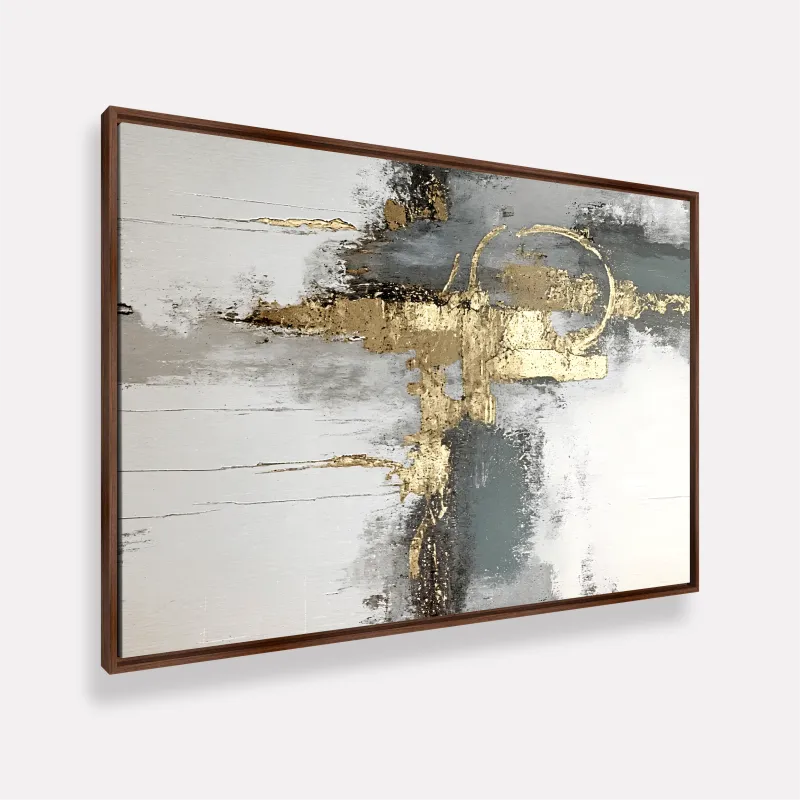 Quadro Abstrato Neutro Brilho Metálico