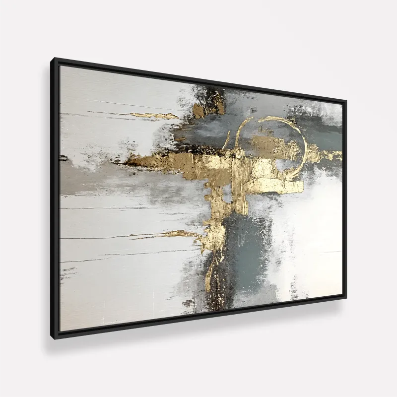 Quadro Abstrato Neutro Brilho Metálico