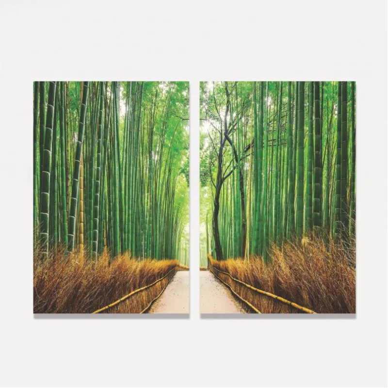 Quadro Floresta de Bambu Oriental - 2 Peças