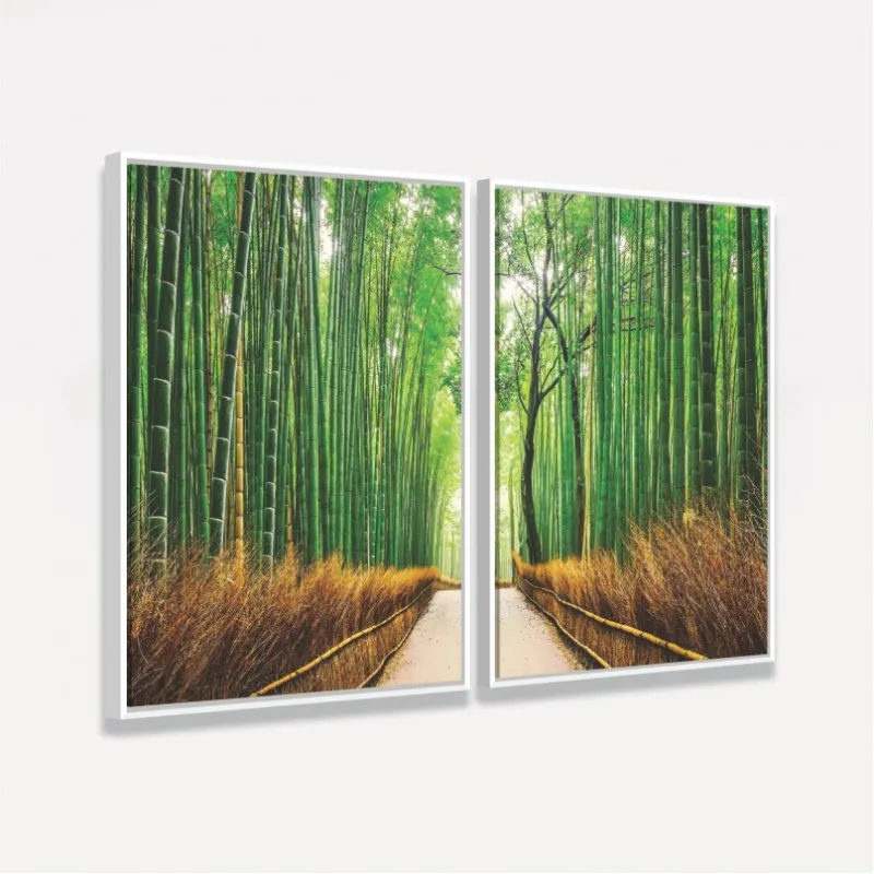 Quadro Floresta de Bambu Oriental - 2 Peças