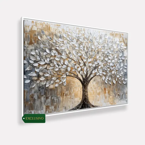 Quadro Abstrato Árvore da Vida Sonhos que Florescem Efeito em Estilo Relevo