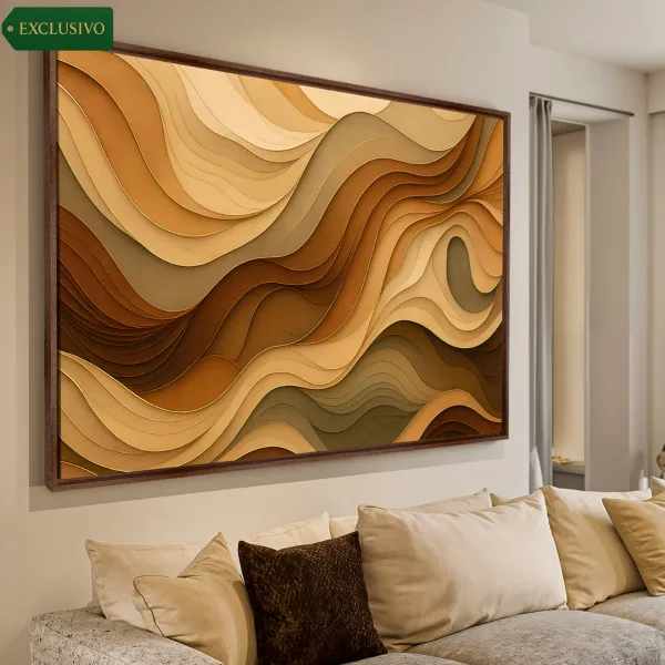 Quadro Grande Ondas De Terra Movimento Em Tons Naturais