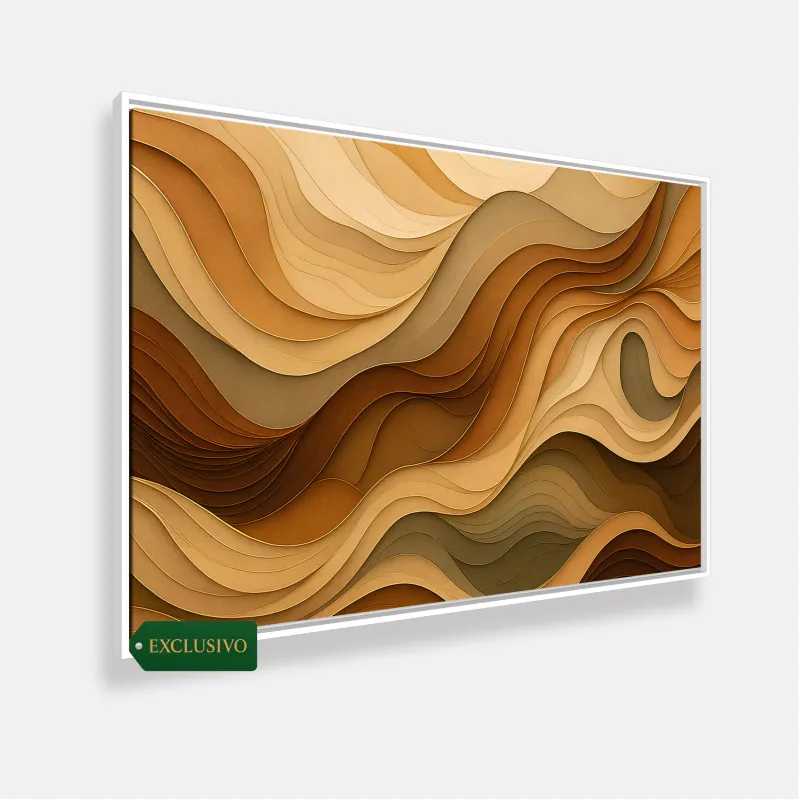 Quadro Grande Ondas De Terra Movimento Em Tons Naturais