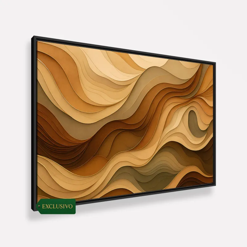 Quadro Grande Ondas De Terra Movimento Em Tons Naturais