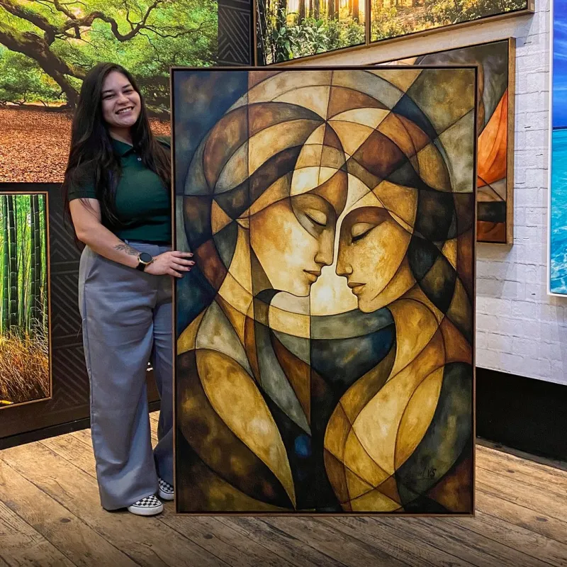 Quadro Abstrato Gênese Humana a Criação Divina Adão e Eva
