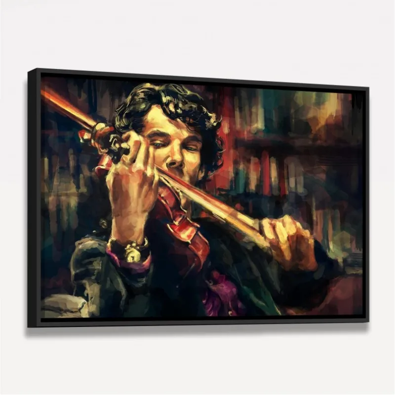 Quadro Sherlock Holmes e Violino Artístico