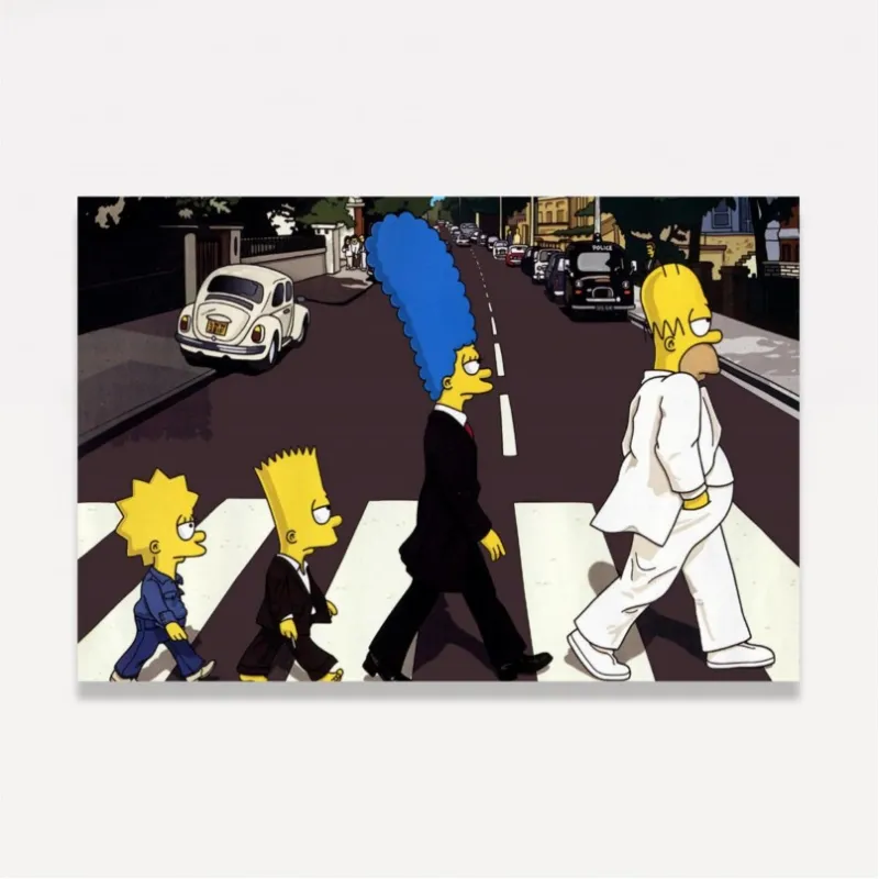 Quadro Os Simpsons na Faixa de Abbey Road