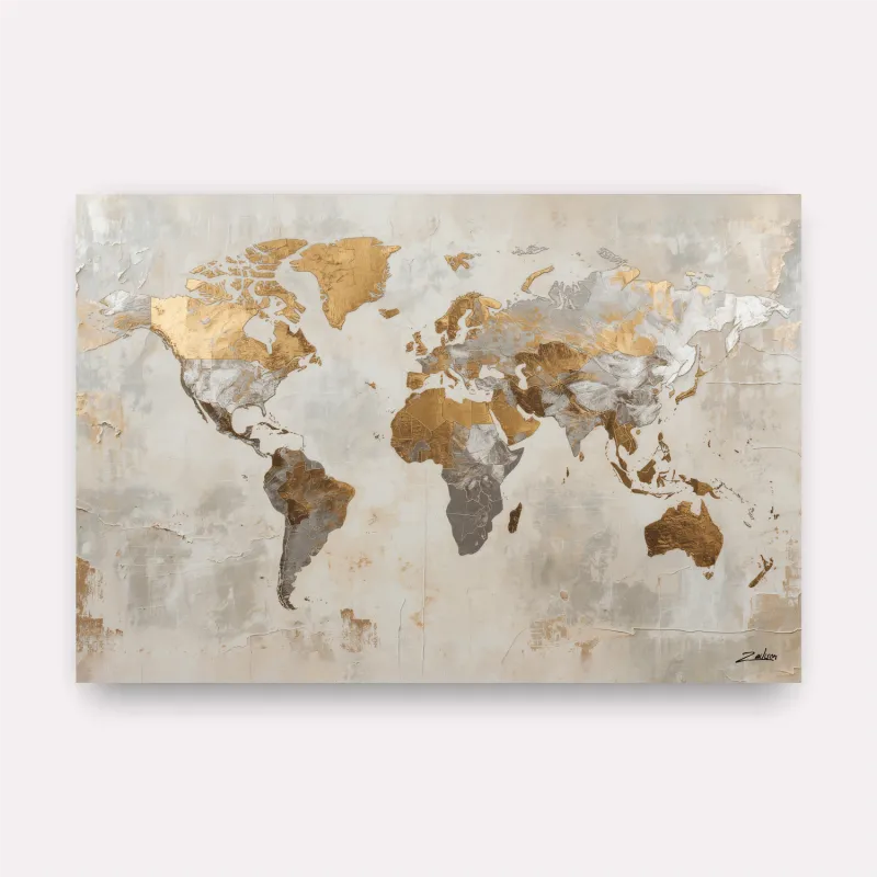 Quadro Mapa Mundi Texturas Nobres 