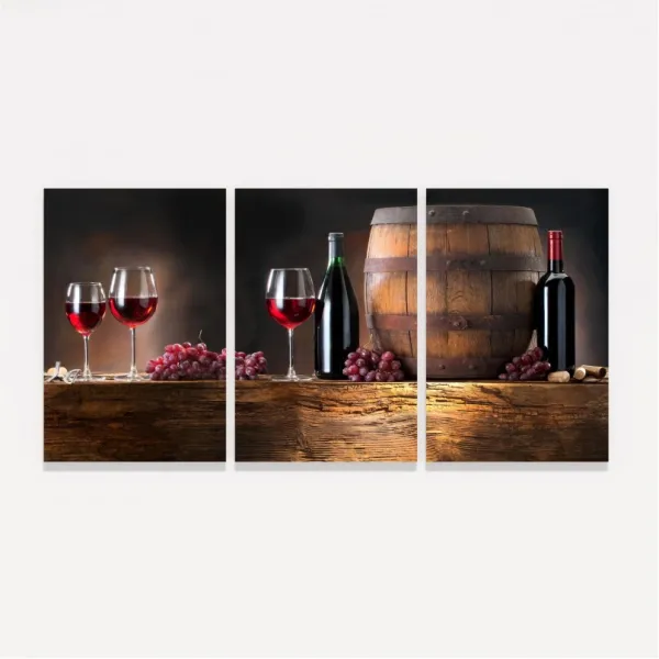 Quadro decorativo Vinho Taças Uvas - Gourmet
