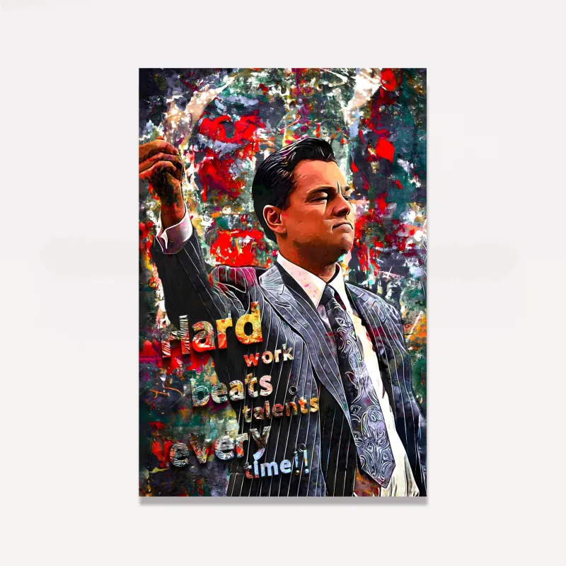 Quadro Lobo de Wall Street Hard Work Beats Talent