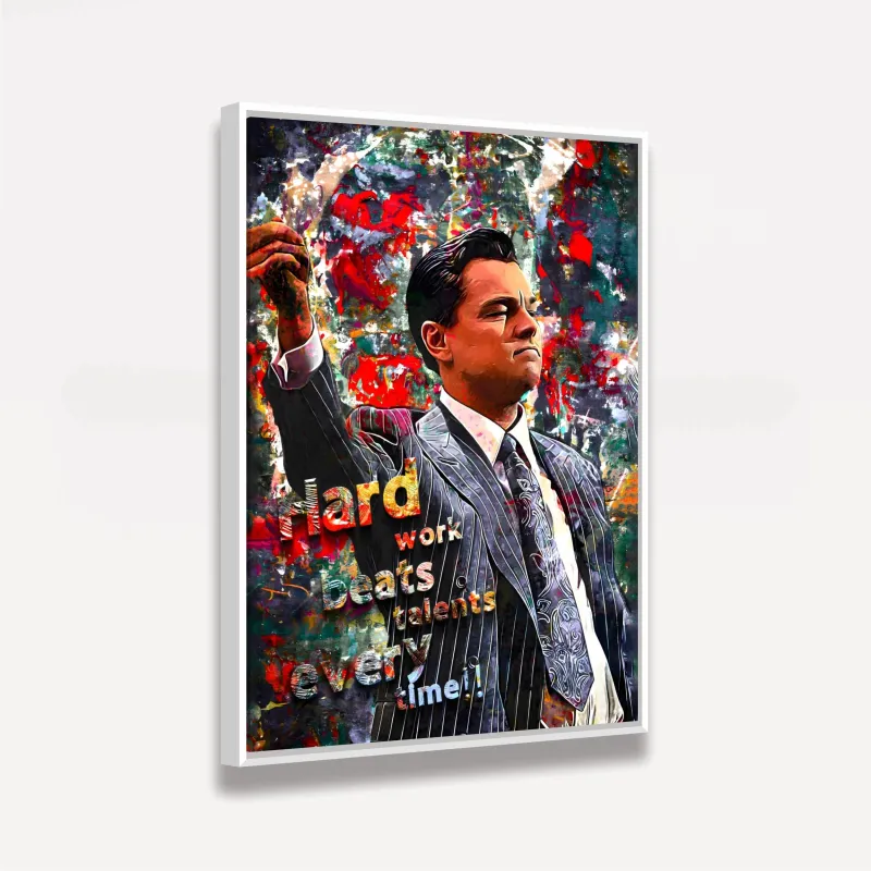 Quadro Lobo de Wall Street Hard Work Beats Talent