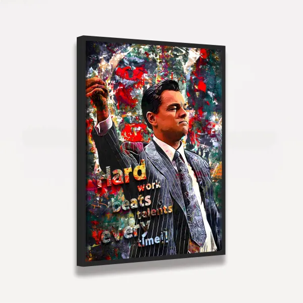 Quadro Lobo de Wall Street Hard Work Beats Talent