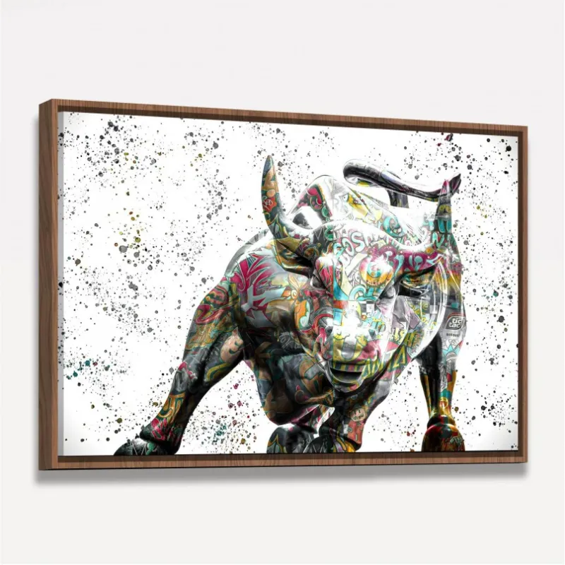 Quadro Touro de Wall Street Grafite Art