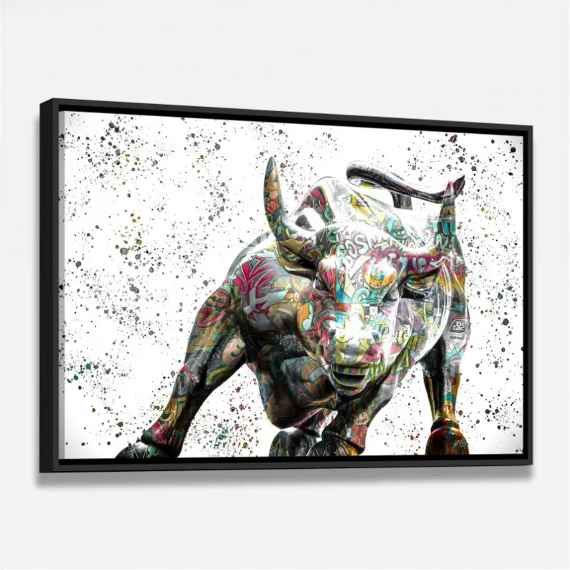 Quadro Touro de Wall Street Grafite Art