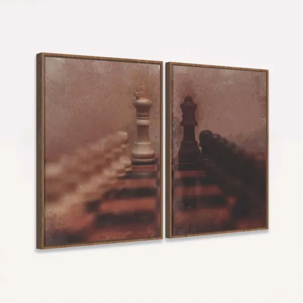 Quadro Xadrez Duo Vintage Aquarela