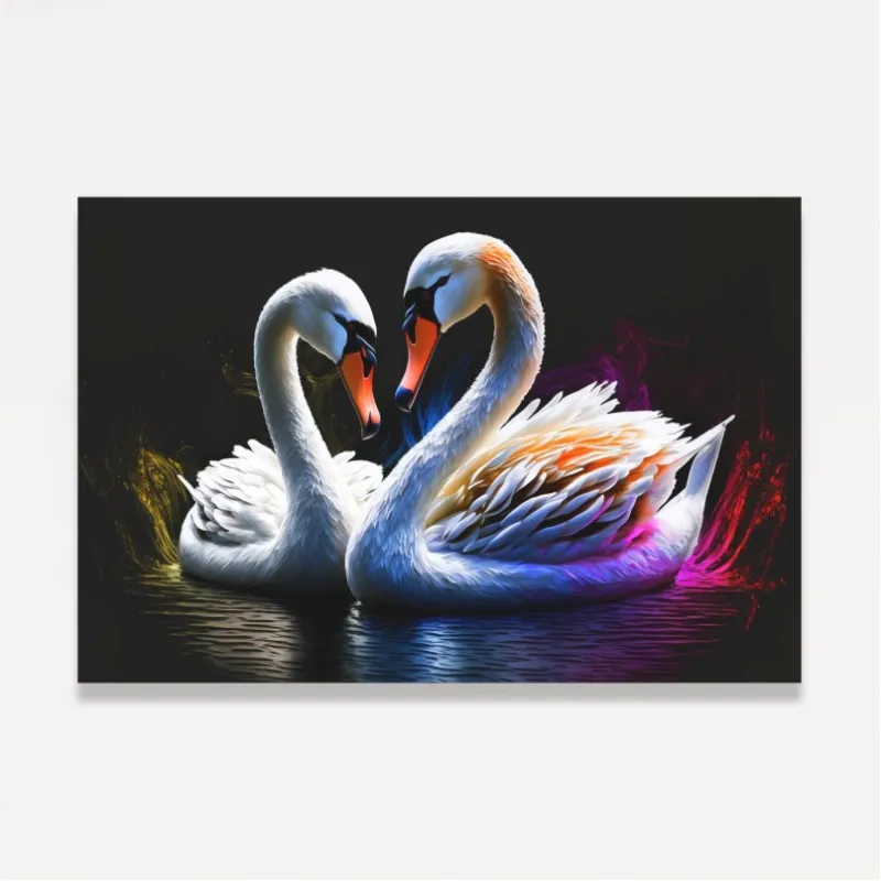 Quadro Casal de Cisnes Amor Gracioso