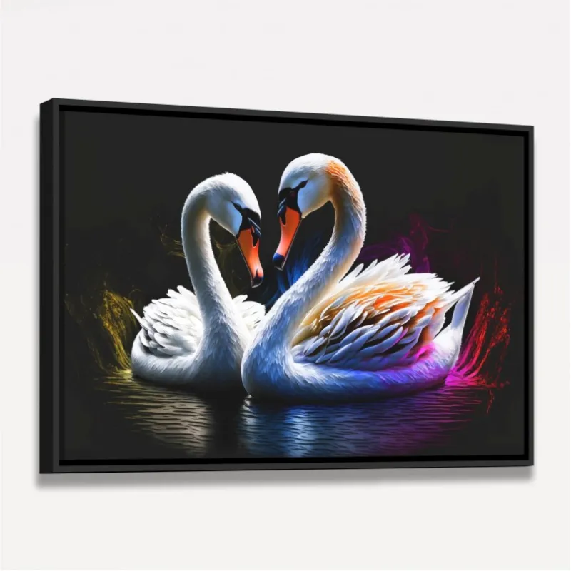 Quadro Casal de Cisnes Amor Gracioso