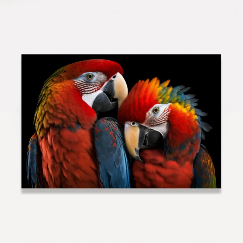 Quadro Casal Araras Vermelhas Amor