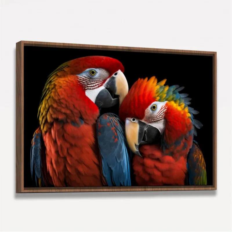 Quadro Casal Araras Vermelhas Amor