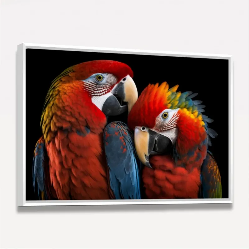 Quadro Casal Araras Vermelhas Amor