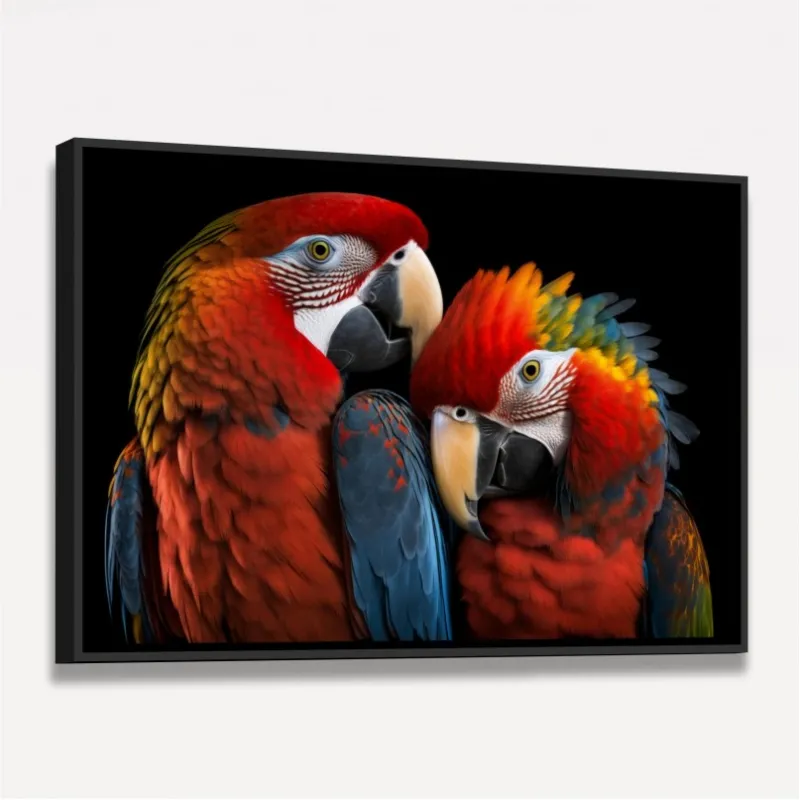 Quadro Casal Araras Vermelhas Amor