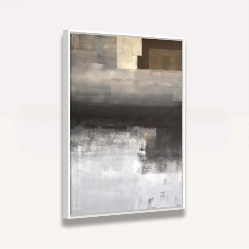 Quadro decorativo Abstrato Reflexão em Marrom Preto e Cinza