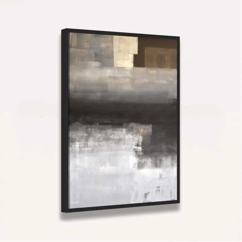 Quadro decorativo Abstrato Reflexão em Marrom Preto e Cinza