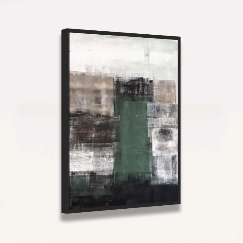 Quadro decorativo Abstrato Tons Verde Marrom e Cinza