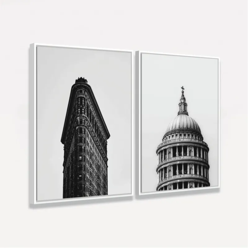 Quadro Duo Edifícios Ícones Vintage