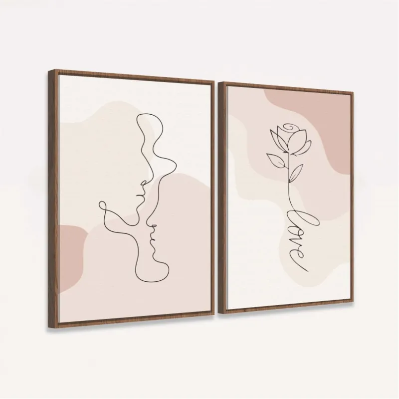 Quadro Casal Love Abstrato Minimalista 