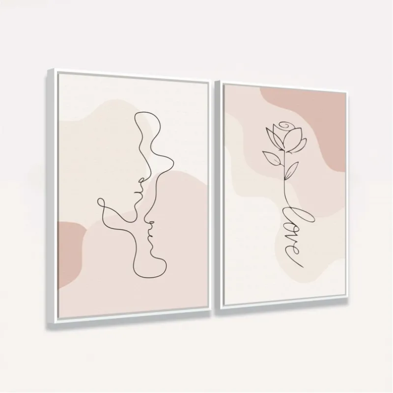 Quadro Casal Love Abstrato Minimalista 