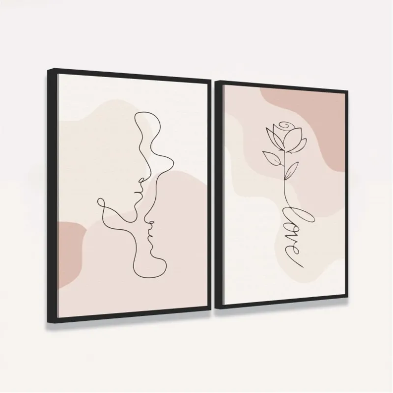 Quadro Casal Love Abstrato Minimalista 