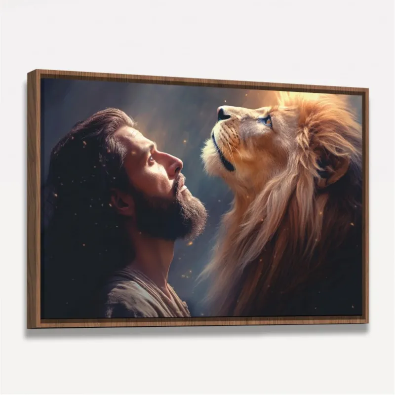 Quadro Jesus e Leão Olhando para o Céu