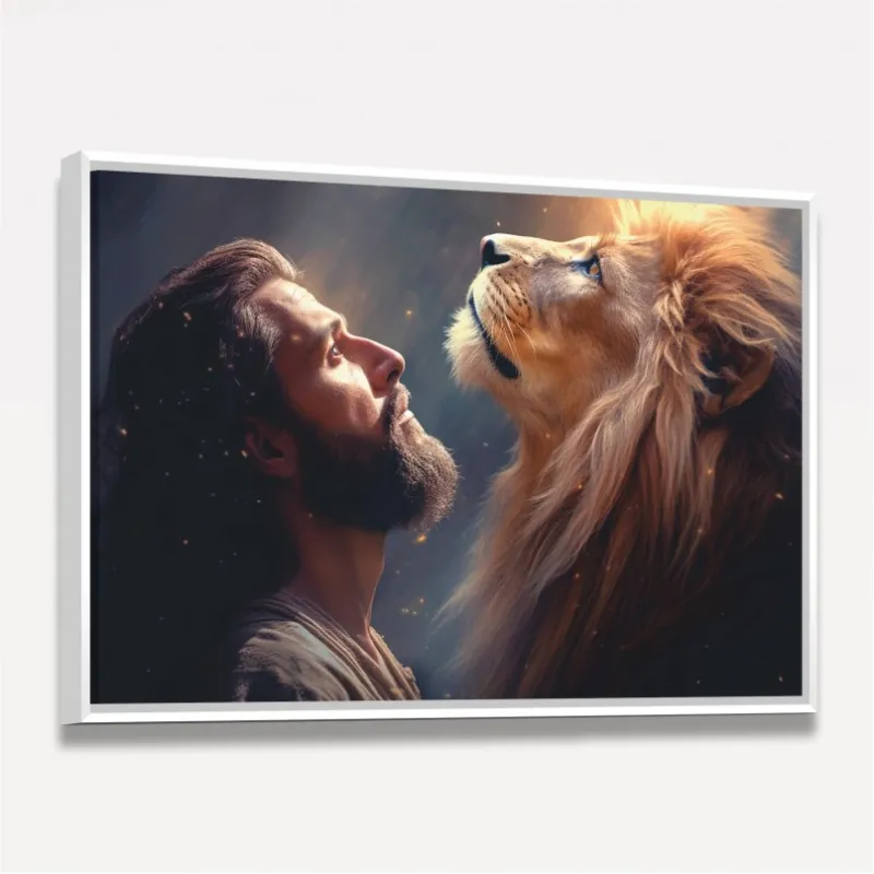 Quadro Jesus e Leão Olhando para o Céu