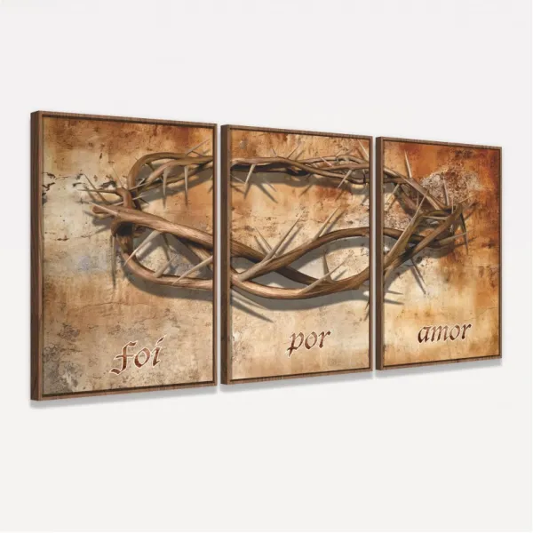Quadro Decorativo Foi Por Amor Coroa de Espinhos 