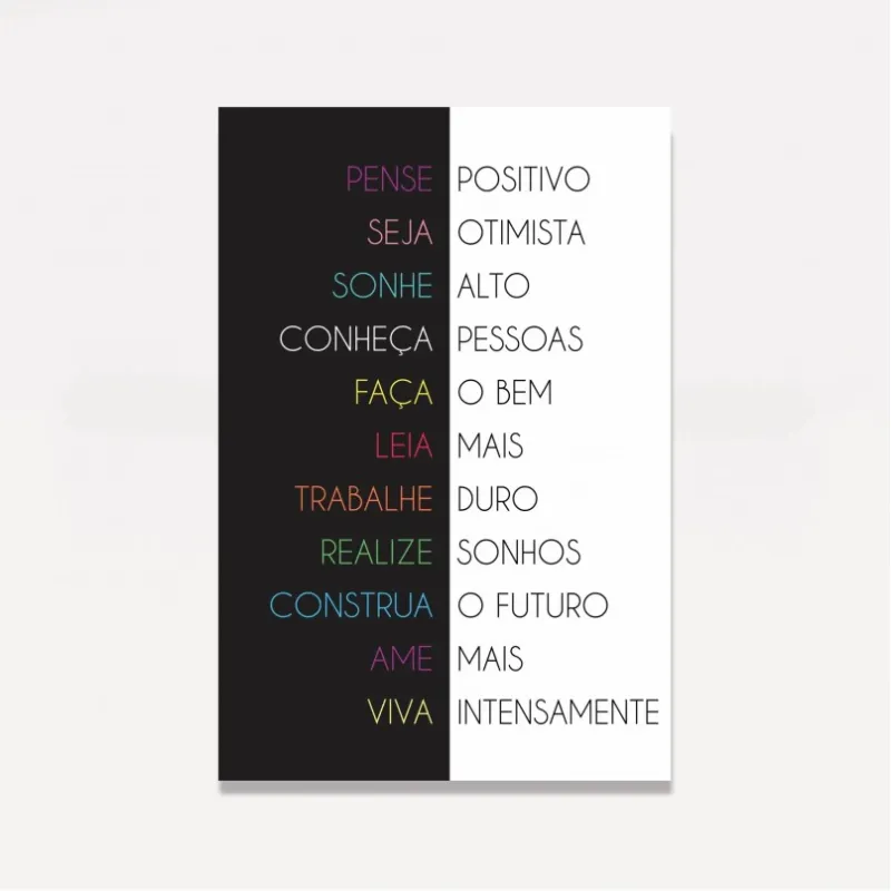 Quadro Pense Positivo Preto e Branco