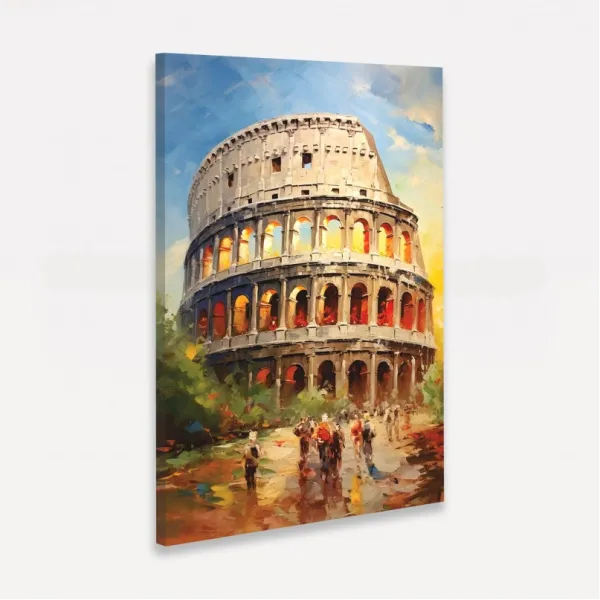 Quadro Coliseu de Roma Itália Impressionismo Cores Vibrantes