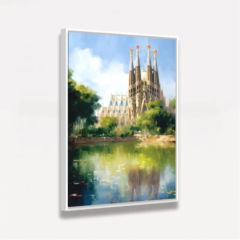 Quadro Basílica Sagrada Família Barcelona - Espanha Impressionismo Pinceladas Soltas   