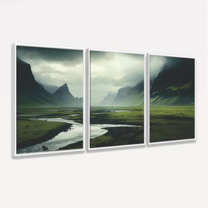 Quadro Trio Paisagem Campo na Islândia