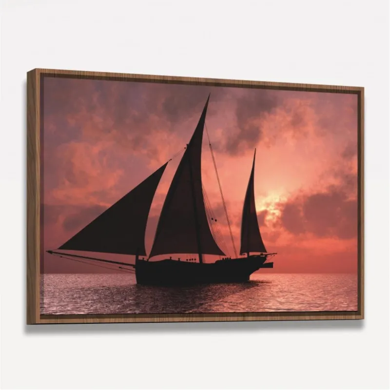 Quadro Barco a Deriva ao Anoitecer