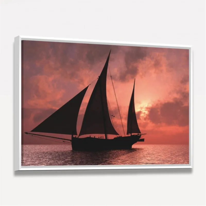 Quadro Barco a Deriva ao Anoitecer