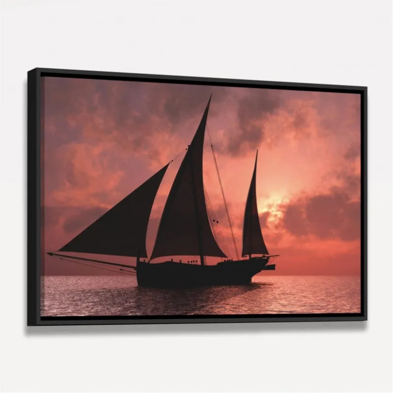 Quadro Barco a Deriva ao Anoitecer