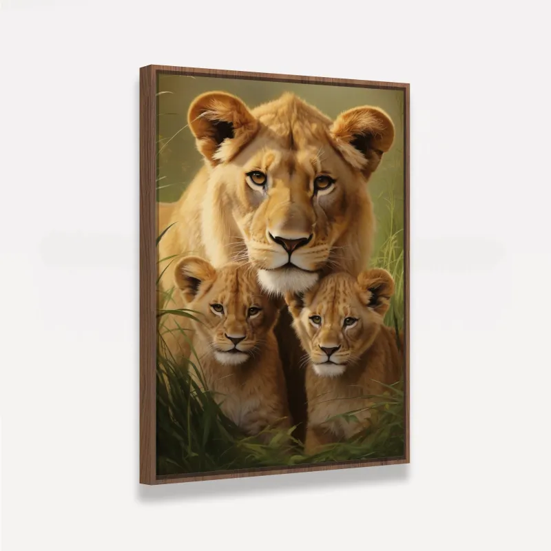 Quadro Leoa Amor Materno 2 Filhotes